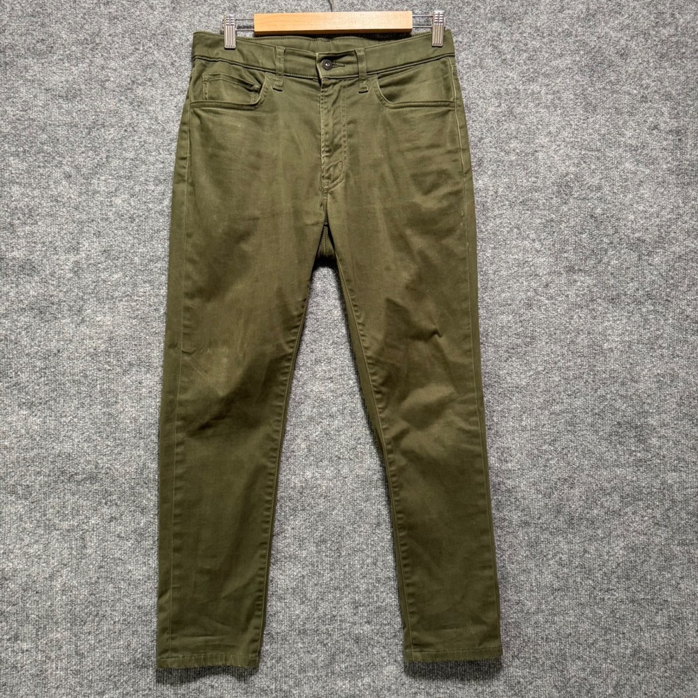 Uniqlo Mens Skinny Tapered‎ Ultra Stretch Jeans Olive Green 27-30  Size Small